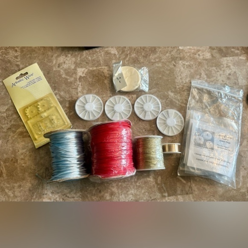 Jewelry Making Craft Lot - Cords, Wire and Wire Tool, Gemstone Organizers
